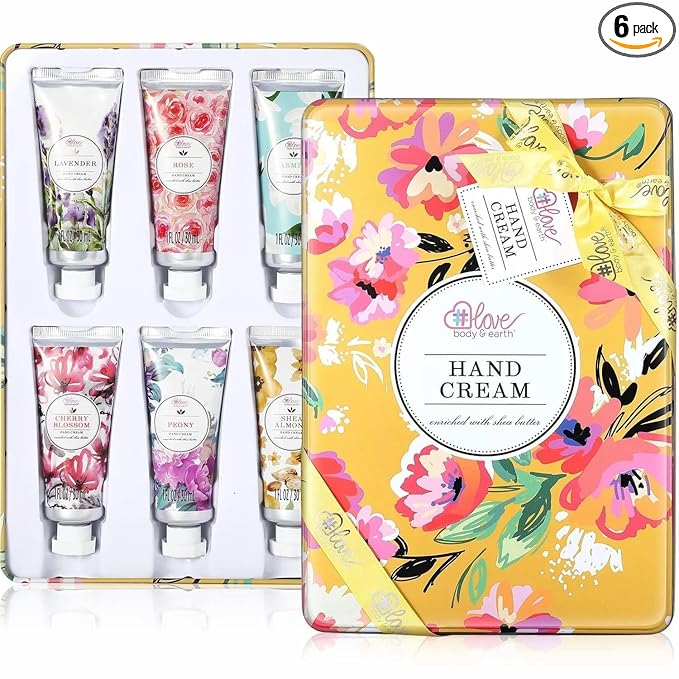 Hand Cream Gifts Set for Women, Shea Butter & Lavender Hand Lotion Travel Size Hand Cream, Moisturizing Lotion for Dry Cracked Hands, Birthday Gifts for Women, Graduation Gift for Girls, 6 x 1 OZ