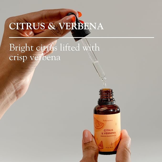 Folkulture Citrus & Verbena Essential Oil Blend | 30 ml - 1.01 Fl Oz Fragrance Oil with Dropper | Premium Diffuser Oils for Humidifier, Diffuser for Fresh & Uplifting, Revive, Relaxation