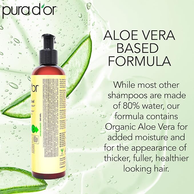 PURA D'OR Original Gold Label Anti-Thinning Biotin Shampoo Natural Earthy Scent, CLINICALLY TESTED Effective Results, Thickening Products, Women & Men, Color Treated Hair, Natural Earthy Scent 8 Fl Oz
