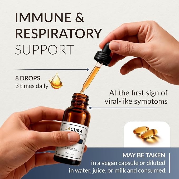 LaCura - Organic Essential Oil - Powerful Immune & Respiratory Support Fight Formula with Natural Peppermint, Oregano & Thyme - Concentrated 15ml Wellness Oil Blend for Enhanced Breathing & Comfort