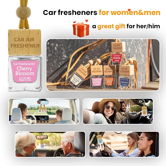 Car Air Freshener Hanging Diffuser – Long-Lasting Essential Oil Scent (Up to 60 Days) – Non-Toxic & Eco-Friendly – 2-Pack Auto Fresheners Made in USA