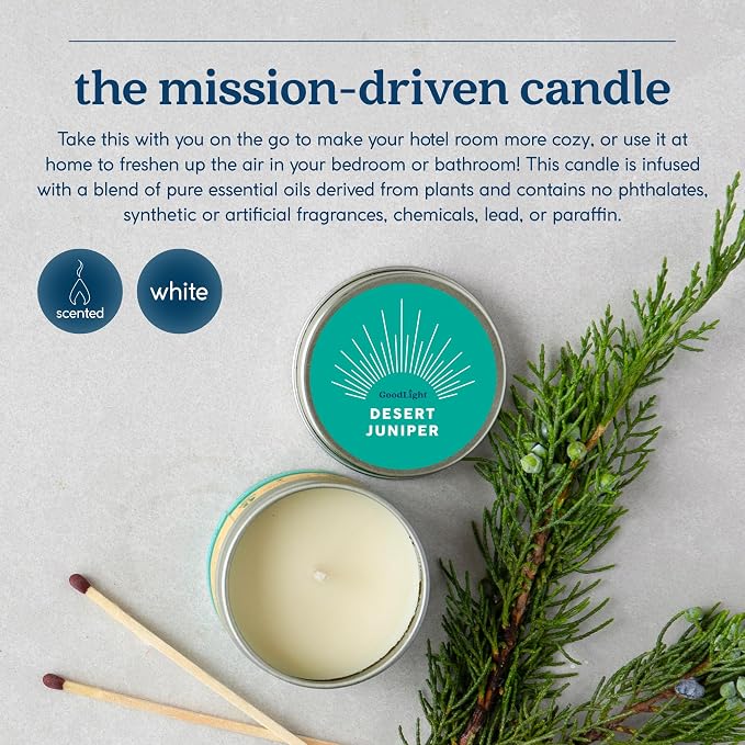 GoodLight Paraffin-Free Scented Candle in Stylish Tin (Desert Juniper, 6 oz)