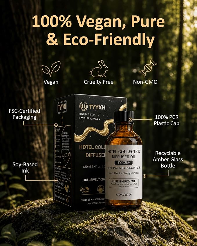 Hotel Diffuser Oil Inspired by Shang-ri-La – Fragrance & Essential Oil Blend for Waterless & Cold Air Diffusers – Lemon, Floral, Oak – Long-Lasting Aroma – Aromatherapy – 4 Fl Oz Glass Bottle