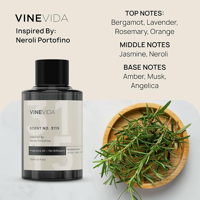 VINEVIDA [4 Oz] Inspired by: Neroli Portofino; Diffuser Oil Refill | Premium Scent Diffuser Oil for Home | Non-Toxic Fragrance
