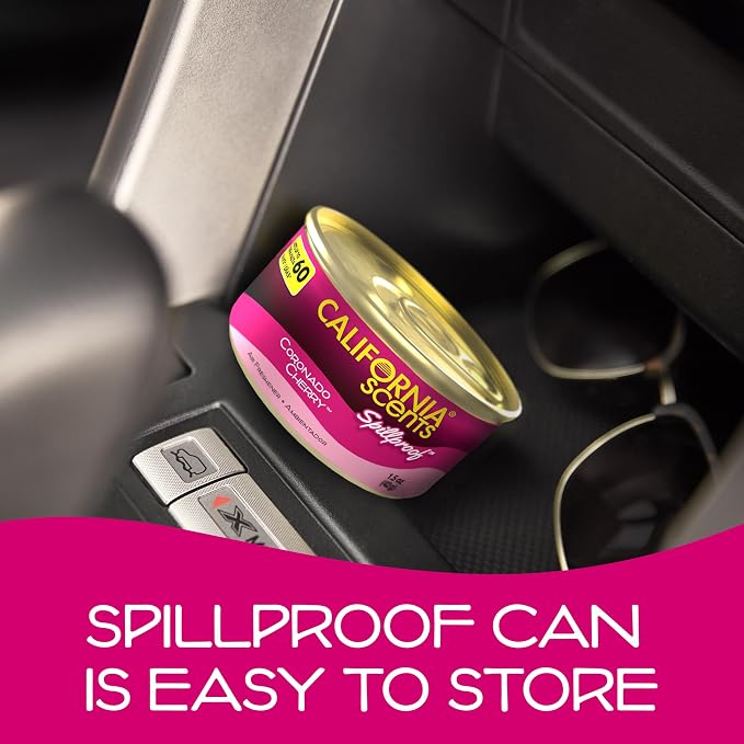 Can Air Freshener and Odor Neutralizer by California Scents, Set of 12 Spillproof Cans for Home and Car, Coronado Cherry, 1.5 Oz Each