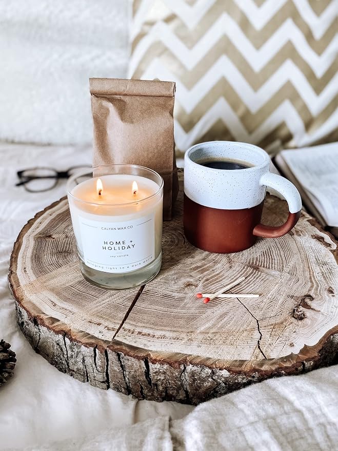 Calyan Wax Co. Home & Holiday 2 Wick Scented Candle - 37 Hour Burn - Luxury Clean Soy Wax Candles - Long Lasting Large Glass Jar Candle for Home - 8.8oz