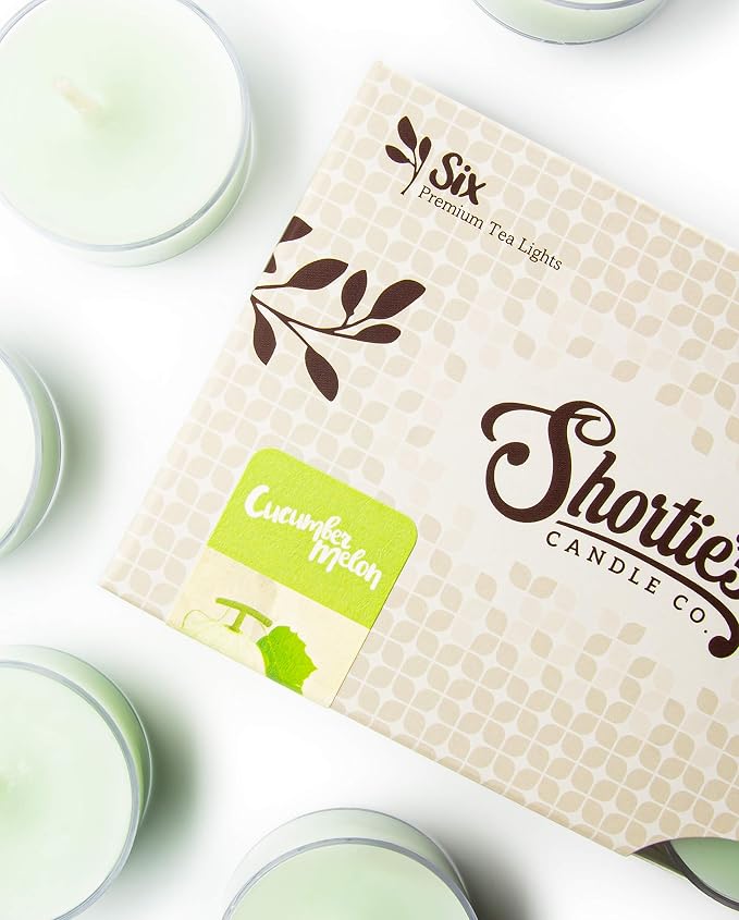 Cucumber Melon Premium Tealight Candles - 6 Green Highly Scented Tea Lights - Beautiful Candlelight - Made in the USA - Fresh & Clean Collection
