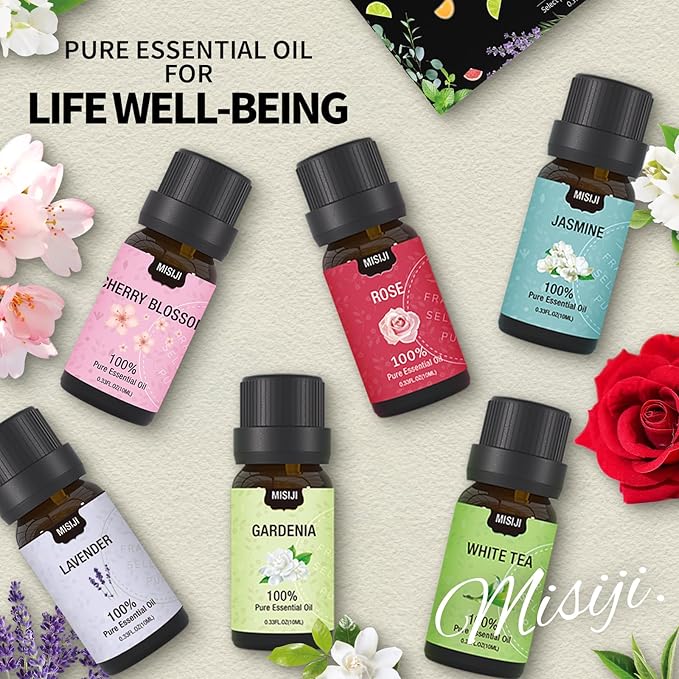 Essential Oils Set- Essential Oils for Diffuser for Home,Diffuser Oils Scents for Aromatherapy,Laundry,Candle&Soap Making,Humidifiers 6 X 10 ML