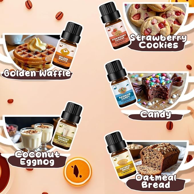 Coffee Shop Fragrance Oil Set | Espresso, Mocha Coffee, Chocolate, Almond Biscotti, Roasted Hazelnut Candle Scents for Candle Making, Soap Making Supplies, Diffuser Oil Scents