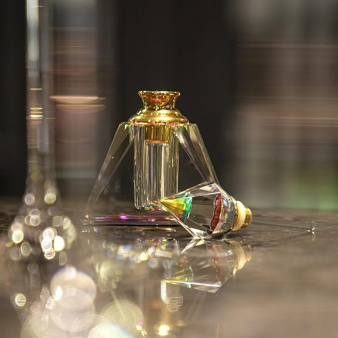 H&D HYALINE & DORA Vintage Egyptian Perfume bottle Decor Refillable Mini Empty Potions Glass 3ML (Rectangular pyramid)