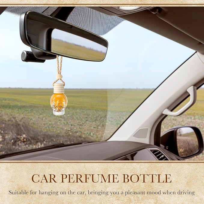 BBTO 100 Pcs Hanging Car Freshener Car Diffuser Bottles Empty Glass Perfume Bottle Freshener Diffuser Bottle Pendant for Essential Oil Fragrance Aromatherapy Ornament (Clear)