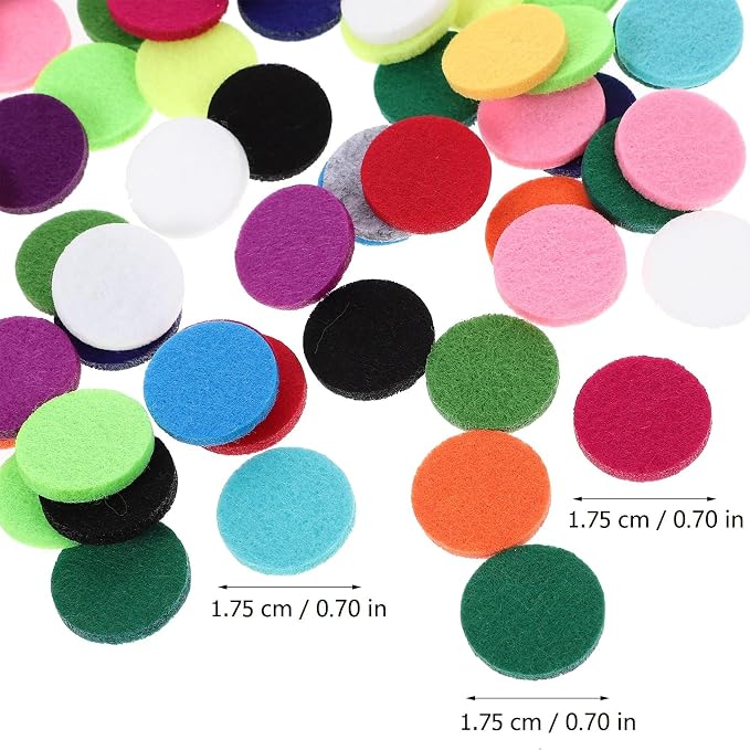 GLEAVI Replacement Felt Pads for Essential Oil Diffuser Necklace Pendant 10 Mixed Colors 0.68 Inch Diameter Thick Absorbent Pads for Aromatherapy Scent Diffusion in Lockets