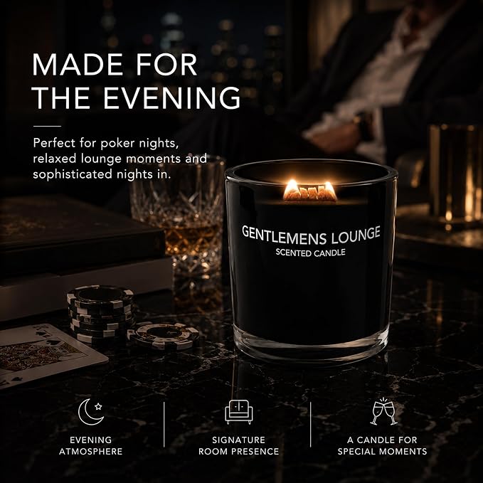 Fragrance ONE Gentlemen Lounge Candle I 200G – Gentlemen Lounge Scented Candle I Luxury Fresh Citrus & Calming Jasmine Fragrance I Premium Long-Lasting Aromatherapy Soy Wax Candle I 10.58 Ounce