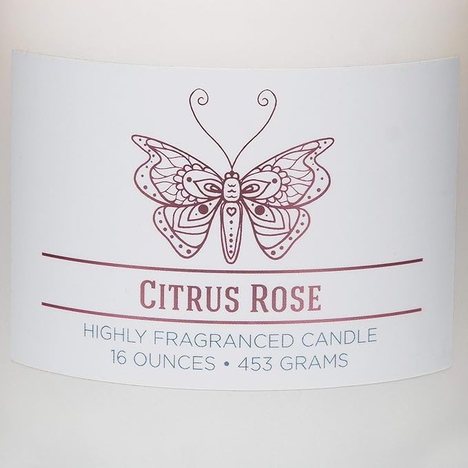 Carolina Citrus Rose Scented Candle, 16 oz Wellness Relaxing Aromatherapy Candle, 2 Wick White Jar Soy Blend Wax, Candles for Home, 60H Burn - Made in The USA