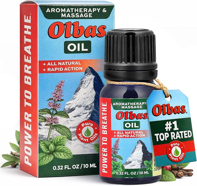 Olbas Massage and Aromatherapy Oil, 0.32 Fl Oz,Body Massage Oil, Swiss Herbal Remedies with Pure Essential Massage Oils for Muscle Relaxing and Soothing Comfort for Pain Relief