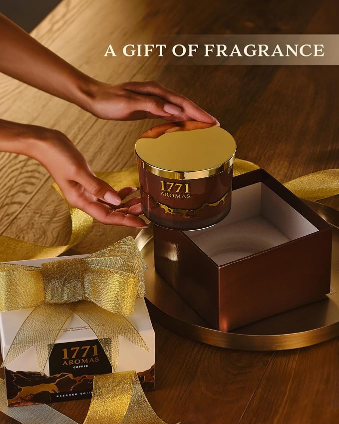 Coffee Scented Candles - 100% Natural Soy Wax - Large 3 Wick Jar Candle - Up to 50 Hours Burning Time - Candles for Home - Gift-Ready Candle for Men & Women - Aromatherapy Candles