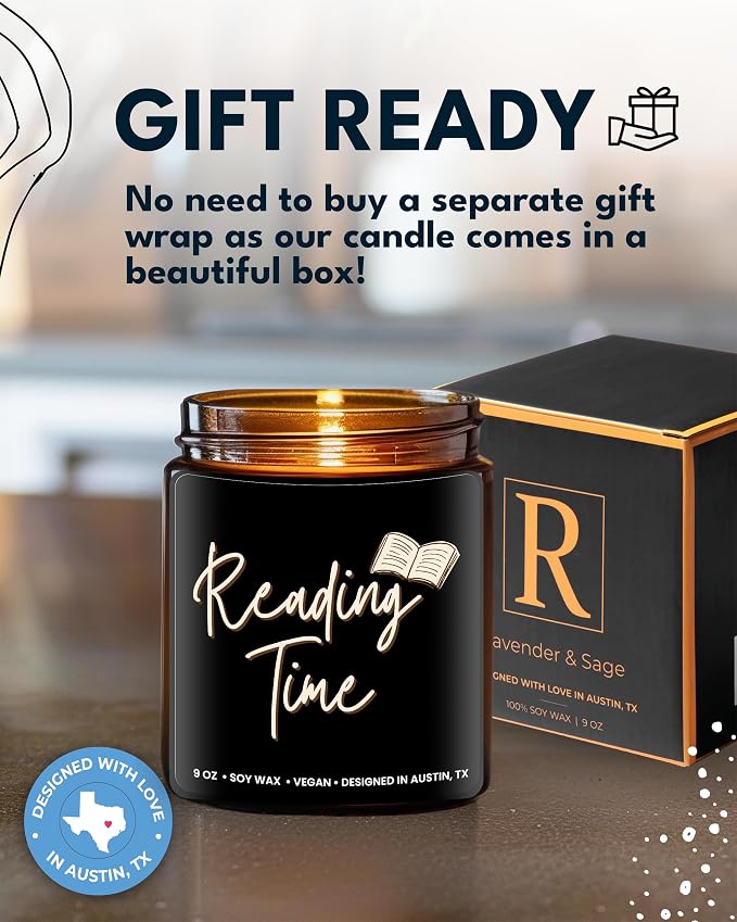Book Lover Candle, Unique Book Lovers Club Presents, Thoughtful Gift Ideas for Bookworms and Librarians, Ideal Reading Gifts for Readers, for Birthday, Christmas, Special Occasions, Gift Ready