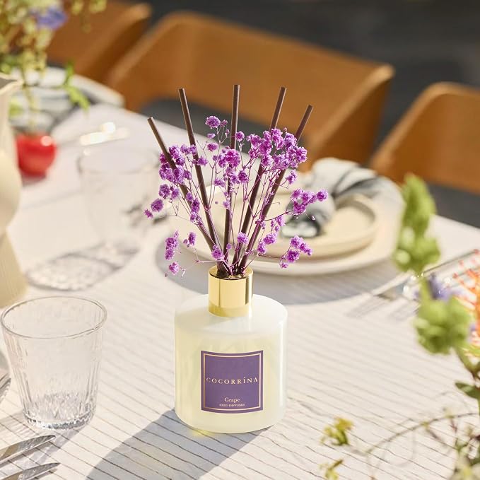 COCORRÍNA Reed Diffuser - Grape 6.7 fl oz Reed Diffuser with Sticks, Home Bedrrom Bathroom Shelf Decor