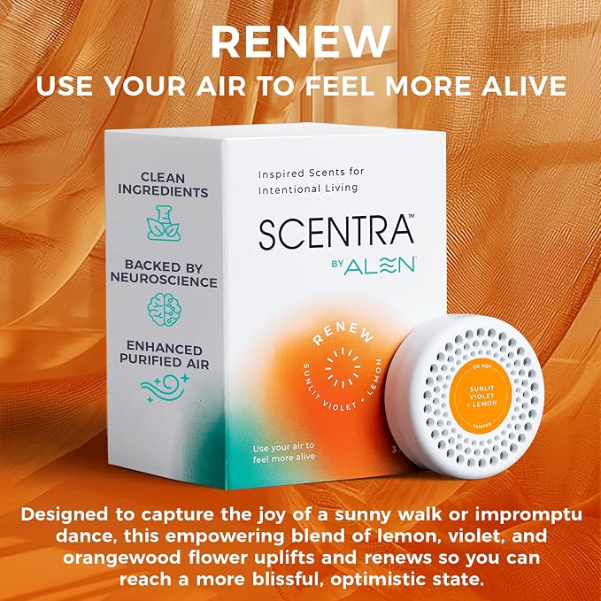 Scentra Starter Kit Air Purifier Scent REST & RENEW - up to 30 Day Use, for Air Purifiers - Lavender & Lemon Blends, Supports Relaxation & Energy, Two Signature Mood-Supporting Scents