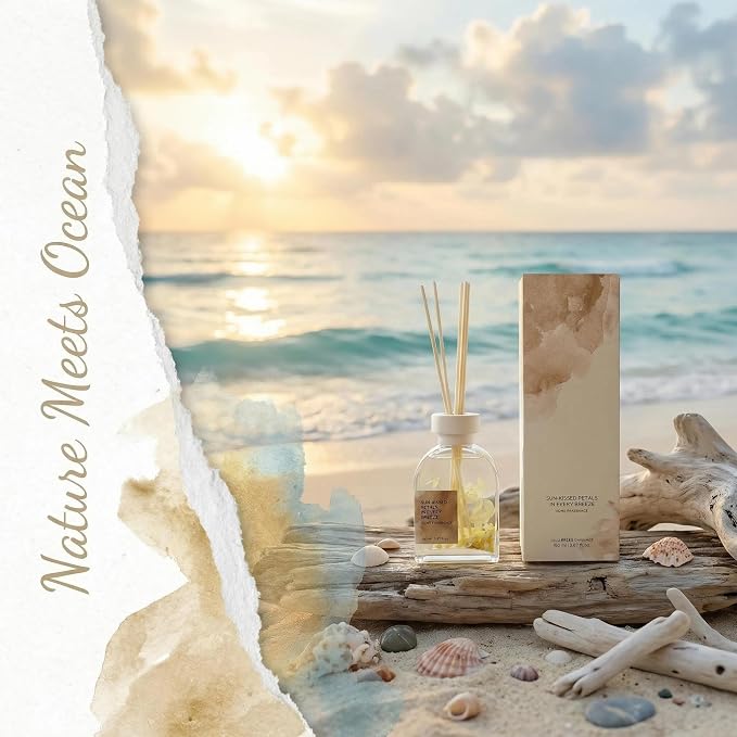 Ocean Mist Reed Diffuser Set, Sea Scented Home Fragrance with Natural Reed Sticks, 5.07 oz, ktyixu, Long-Lasting Aromatherapy Air Freshener for Bathroom, Living Room, Home Decor & Gifting