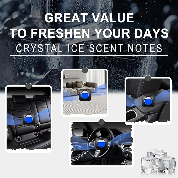 JUSTTOP Crystal Ice Scent Car Air Freshener Clip,Provides Long Lasting Fragrance Holding for Over 120 Days,4 Vent Clips,4ml Each,Car Accessories for Men or Women(Crystal Ice)