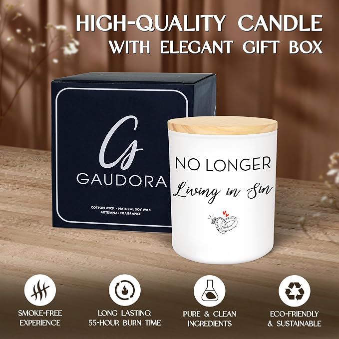 GAUDORA Engagement Gifts for Couples - Long Lasting Vanilla Lavender Candle 10 oz - Funny Wedding Gifts for Newly Engaged Couples, Bridal Gift for Women, Bridal Shower Gift Ideas