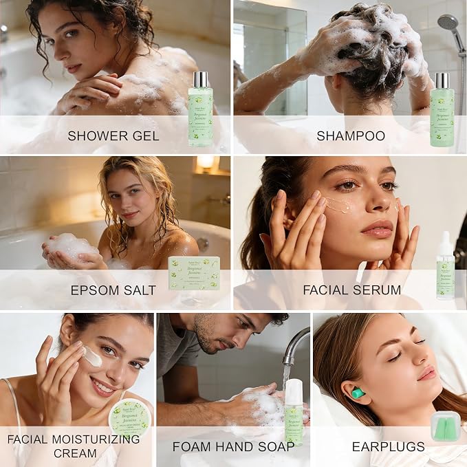 30 Pcs Spa Gifts for Women & Men, Bergamot Jasmine Bath & Body Gift Basket | Self-Care Relaxation Set, Face Skin Care Kit, Home Spa Gift, Birthday Christmas Anniversary, Cup Gift spa kit for Man & Mom