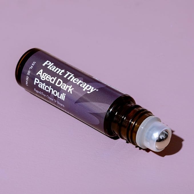 Plant Therapy Aged Dark Patchouli Essential Oil Roll-On 10 mL (1/3 oz) Pre-Diluted in Fractionated Coconut Oil, Long-Lasting, Personal Fragrance,100% Pure, Natural, Expertly Aged for Depth, Rich Aroma