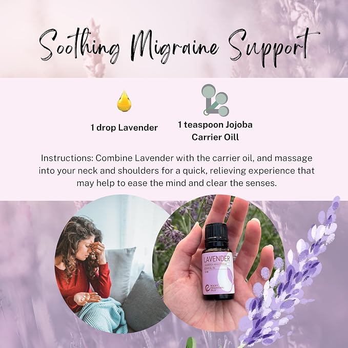 Rocky Mountain Oils Lavender Essential Oil - Diffuser Oil, Pure Essential Oils for Diffuser and Aromatherapy, Perfect for Hotel, Spa, Sleep Diffuser Oil