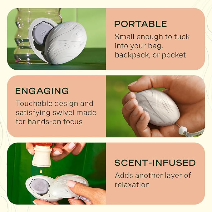 Lifelines Scent-Infused Grounding Stone & Oil Blend - Portable Fidgets for Tweens, Teens & Adults with Essential Oil Blend & Diffusion Stones for Sensory Immersion - Calming Waterless Passive Diffuser
