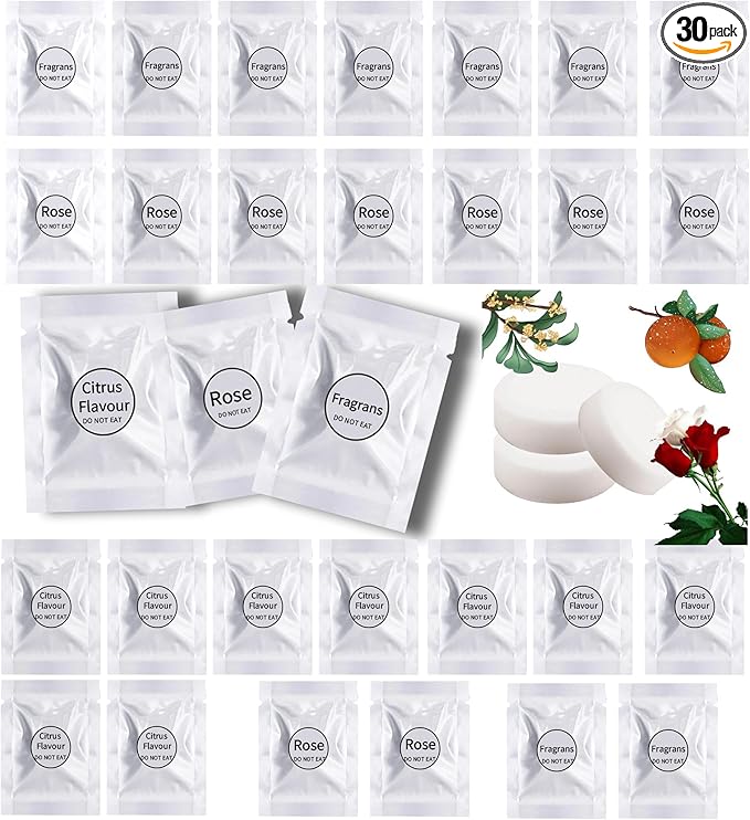 Car Air Freshener Refills, 30 Pcs Individual Package Car Air Vent Clip Replacement Pads Solid Fragrance Scent Air Freshener Refill Tablets (Rose+Tangerine+Fragrans)