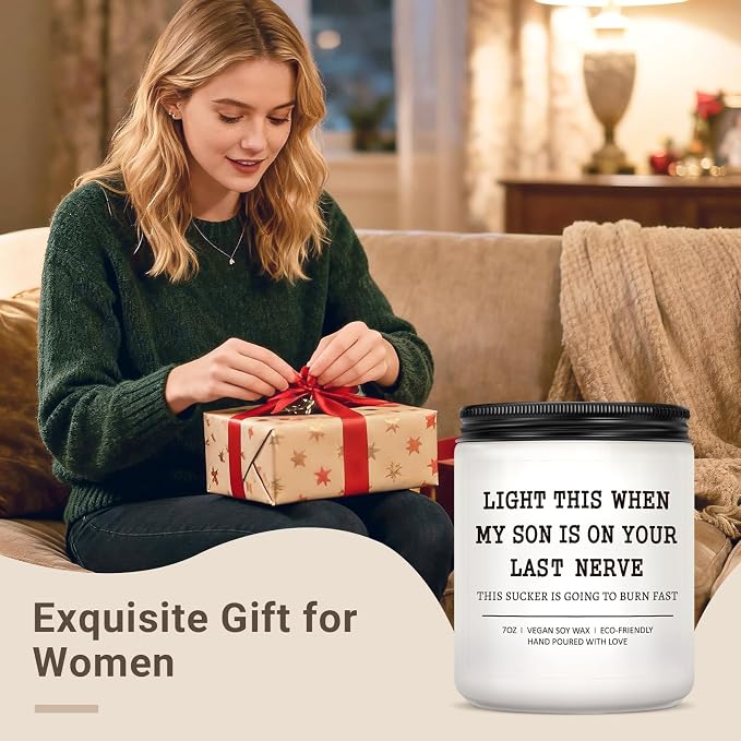 Gifts for Daughter-in-Law - Funny Wedding Birthday Christmas Thanksgiving Gifts for Daughter in Law, Bridal Shower Presents for Future New DIL - 7 oz Lavender Scented Candle