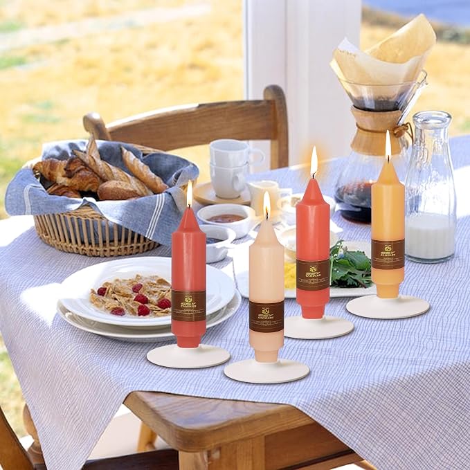 4 PCS Gradient Colored Taper Candlesticks Orange Taper Candle for Halloween Thanksgiving Day Dinner Household Décor Candlesticks