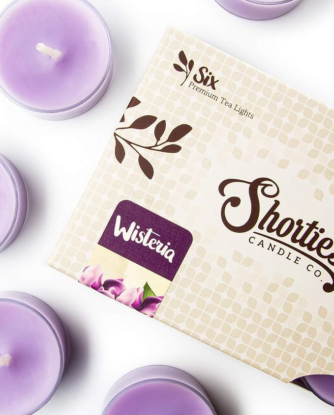 Pure Wisteria Premium Tealight Candles Bulk Pack - Highly Scented with Essential & Natural Oils - 24 Purple Tea Lights - Beautiful Candlelight - Made in the USA - Flower & Floral Collection