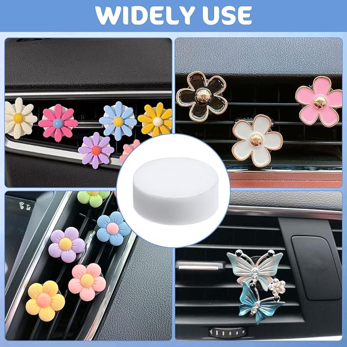 Gjinxi 100 Pcs Car Air Freshener Refill Felt Pads, 16 mm Unscented Essential Oil Perfumes Refill Pads Car Air Vent Clip Replacement Pads for Home, Car Use