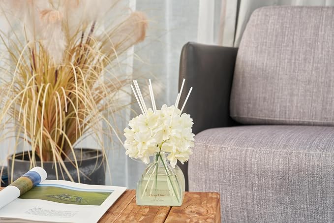 COCORRÍNA Reed Diffuser - 8.5 Oz Clean Linen Reed Diffuser with 8 Sticks for Home Bathroom Shelf Decor (Simple Luxe Collection)