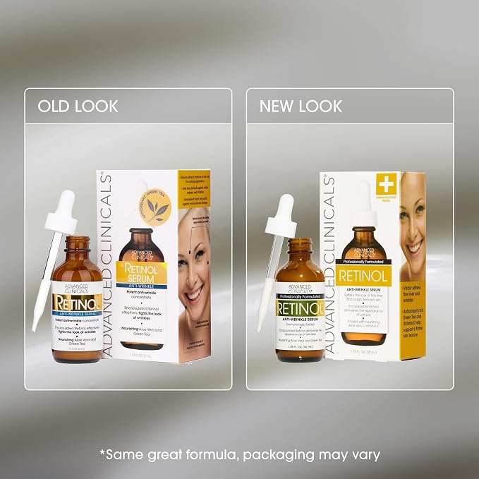 Advanced Clinicals Retinol Serum For Face | Visible Anti Aging Retinol Serum Skin Care Face Moisturizer With Vitamin E Helps Improve Look Of Wrinkles, Fine Lines, & Uneven Skin Tone, 1.75 Fl Oz