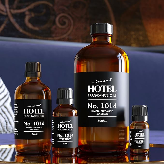 AirScent Hotel Diffuser Oil No. 1014 - The Iconic 5-Star Hotel Coastal Blend - Lemon Bergamot Sea Breeze - 500 mL Fragrance Oil for Ultrasonic and Waterless Diffusers and Crafting