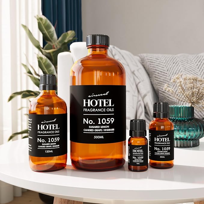 AirScent Hotel Diffuser Oil No. 1059 Inspired by the Hotel Scent Renew - Sugared Lemon Candied Grape Rhubarb - Fragrance Oil for Ultrasonic and Waterless Diffusers and Crafting - 30 mL, 1 fl oz