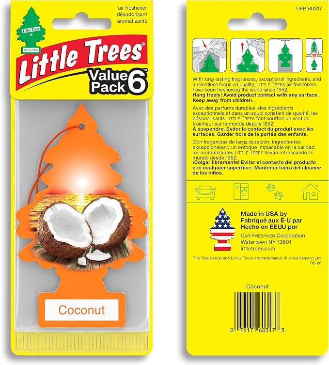 LITTLE TREES Car Air Freshener | Hanging Tree Provides Long Lasting Scent for Auto and Home | 24 Air Fresheners |Coconut