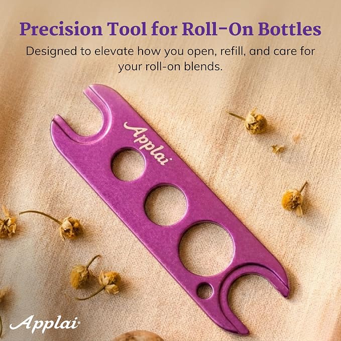Applairelief - Roll-On Bottle Keys - Essential Oil Roller Ball Remover Tool - Precision Metal Cap Opener for Roller Bottles - Refillable Rollerball Aromatherapy Accessor - Lavender