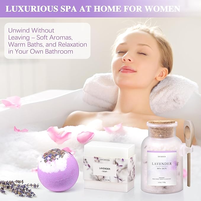 Mothers Day Gifts for Women Spa Gifts Baskets for Women Christmas Birthday Gifts Lavender Bath and Body Sets Relaxing Self Care Get Well Gift for Mom Her Girlfriends Sister Teacher Friends