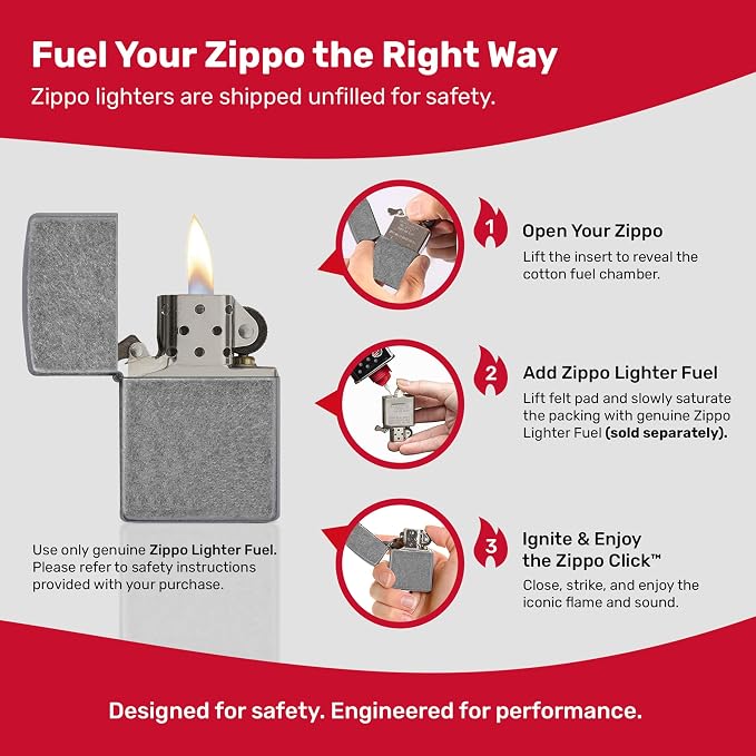 Zippo Antique Silver Plate Pocket Lighter - Windproof & Refillable Flip-Top Metal Lighter - Everyday Use Pocket Lighters - Luxury Lighters Made in USA