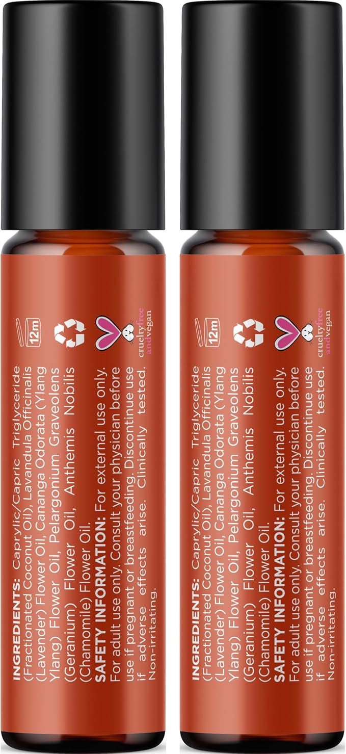 Relaxing Essential Oil Roll On - Aromatherapy Essential Oil Roller with Calming Essential Oils - Relaxing Essential Oil Blend with Lavender Ylang Ylang Chamomile & Geranium for Stress Support (2 Pack)