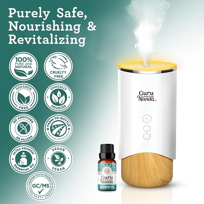 GuruNanda Rosemary Essential Oil - 100% Pure & Natural, Undiluted, Non-GMO - for Hair, Skin & Aromatherapy Diffuser - 15ML