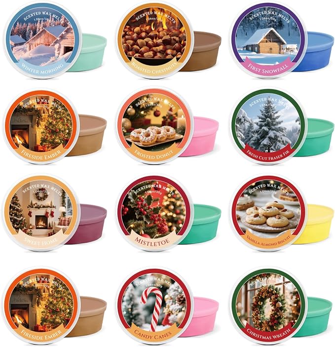 SCENTORINI Wax Melts, 1.06oz*12 Pack Countdown Advent Calendar Gift Set, Scented Wax Cubes for Wax Warmer, Long-Lasting Strong Fragrance for Decoration