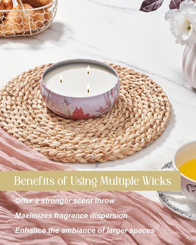 M&SENSE Strawberry Poundcake Scented Candle 12 oz | Large 3 Wick Soy Tin, Over 40 Hour Burning Time, 100% Natural Vegan Wax, Relaxing Aromatherapy