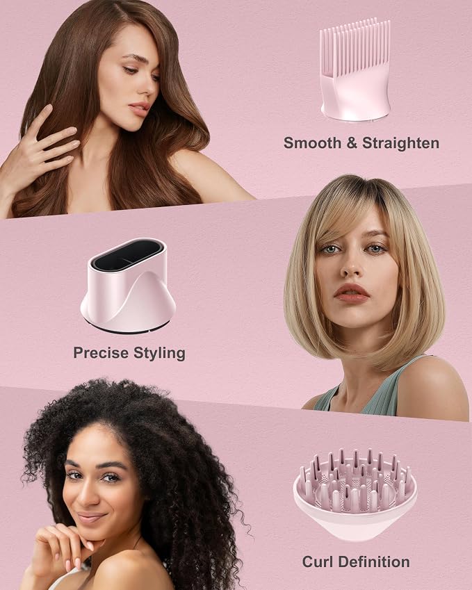 ANNLARY Hair Dryer with Comb | 1800W Blow Dryer with Diffuser for Curly Hair | Plasma Ionic Hairdryer for Frizz Control | Foldable & Protable Design for Travel | 6.5 ft ALCI Cord for Women and Men