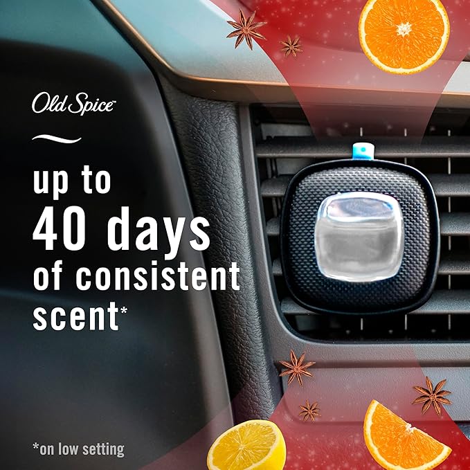 Febreze Odour-Fighting Auto Air Freshener, Car Vent Clip, Old Spice, 4ct