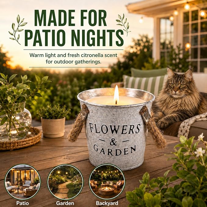 Citronella Candles Outdoor, 50oz Citronella Candle for Patio, Garden, Yard, Balcony Backyard & Camping,Total 300Hours Burning Large Summer Outdoor Candles 4 Pack